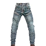 MANYMANY Jeans da Moto per Uomo Pantaloni da Moto protettivi per Jeans, Blu, S/M/L/XL/2XL/3XL
