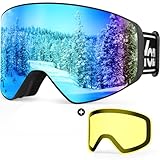 YOZISS Maschera da Sci uomo donna,OTG Maschera da Snowboard con magnetica, Protezione UV400 Occhiali...